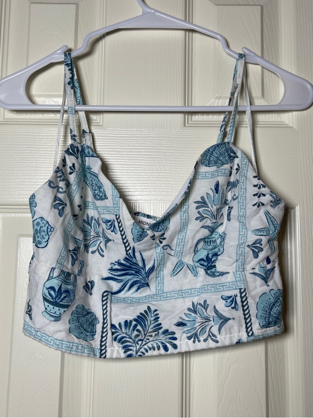 Blue Botanical Print Spaghetti-Strap Cami